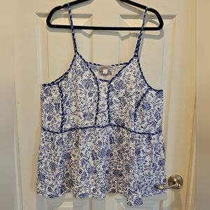 Knox Rose Summer Plus Size Tank Top - Knox Rose Blue Floral XXL